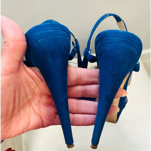 Nine West heels, shoes, size 7, blue, heel 5”, Worn once, good condition. - Picture 7 of 10